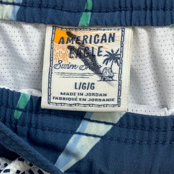 New American Eagle Mens Large Drawstring Waist Floral Lined Swim Shorts - Picture 3 of 5